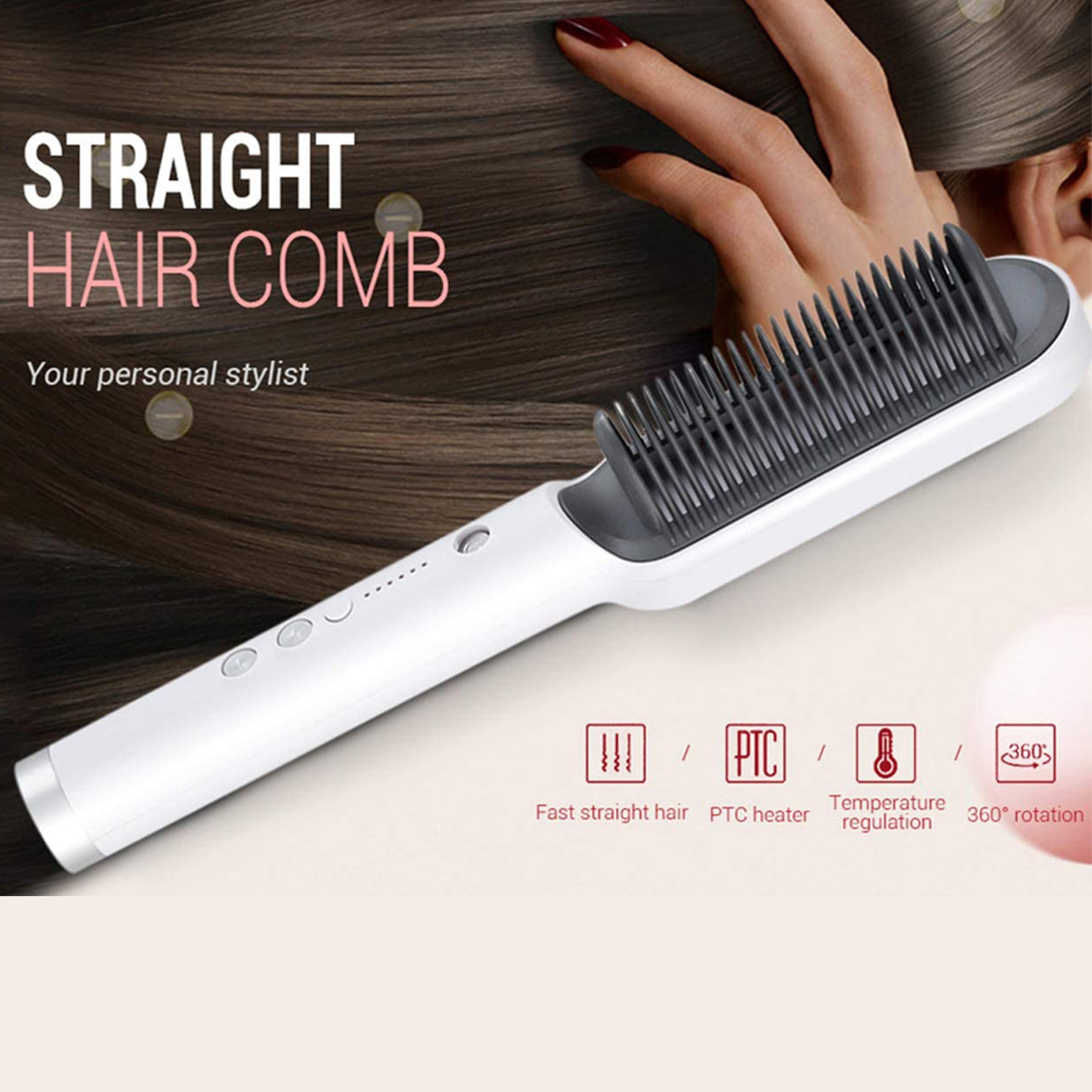 Hair Straightener Brush – Fast Heating